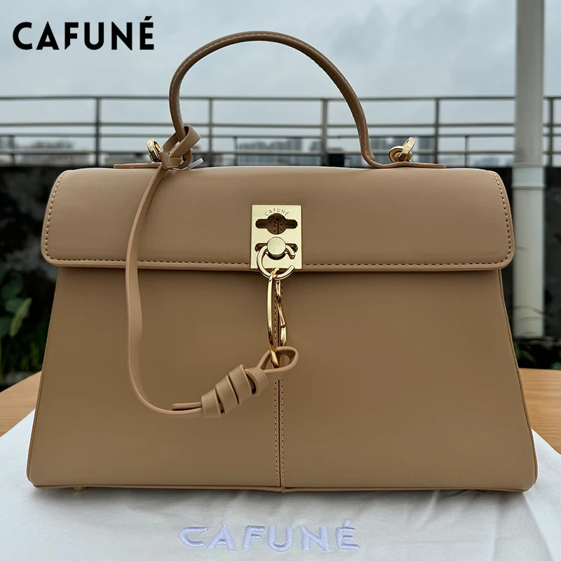 CAFUNE Europe USA Light Luxury Small StanceWallet Handheld Briefcase Classic Cowhide Commuter Shoulder Crossbody Bag 2024