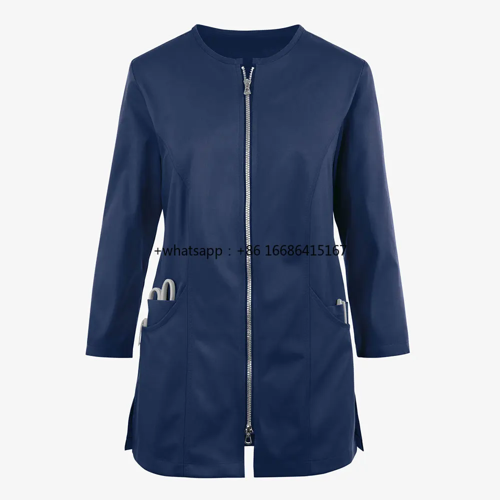 Slim Fit Medical Lab Coats Uniform Jacket Private Label Nurse Uniforms Labcoats Medical Doctor For Woman Blue