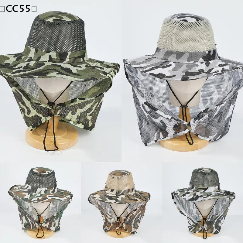Outdoor Fishing Hat Wide Brim Man Breathable Mesh Fishing Cap Beach Hats Camouflage Sun UV Protection Shade Hat〔CC55〕
