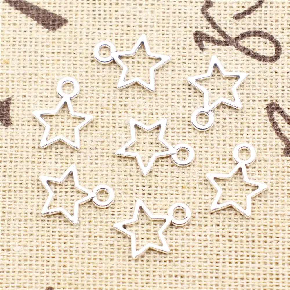 Vintage Jewelry Car Accessori Charms Pentagram Antique Silver Color Pendants For Jewelry Making 11x13mm 30pcs