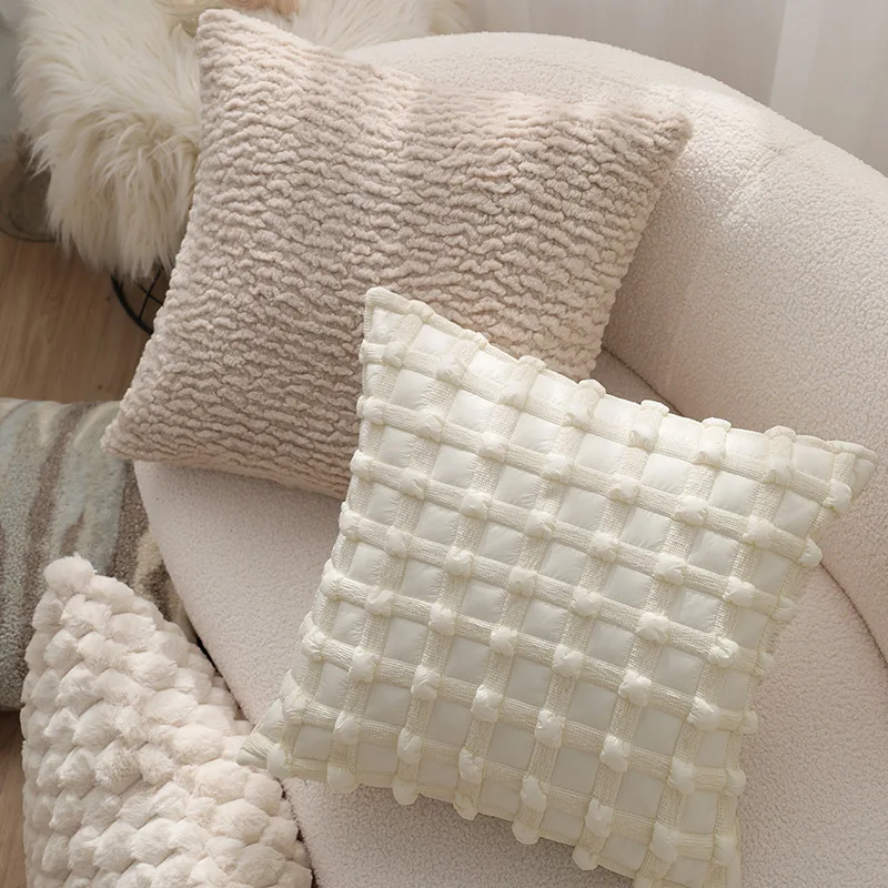 Cream Style Khaki Cushion Cover Soft Plush Pillow Cases Home Decor Pillow Covers Decorative Modern Light Luxury Home Furnishings