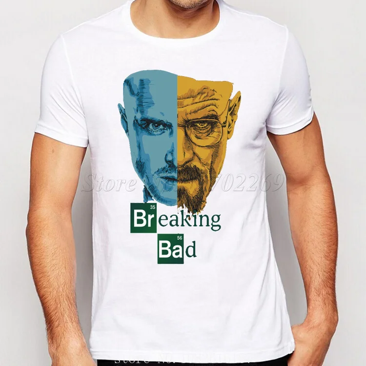 TV Mr White Heisenberg Jessie Pinkman Funny Print Tees Short Sleeve Tops Promotion Breaking Men T Shirts Retro T-Shirt