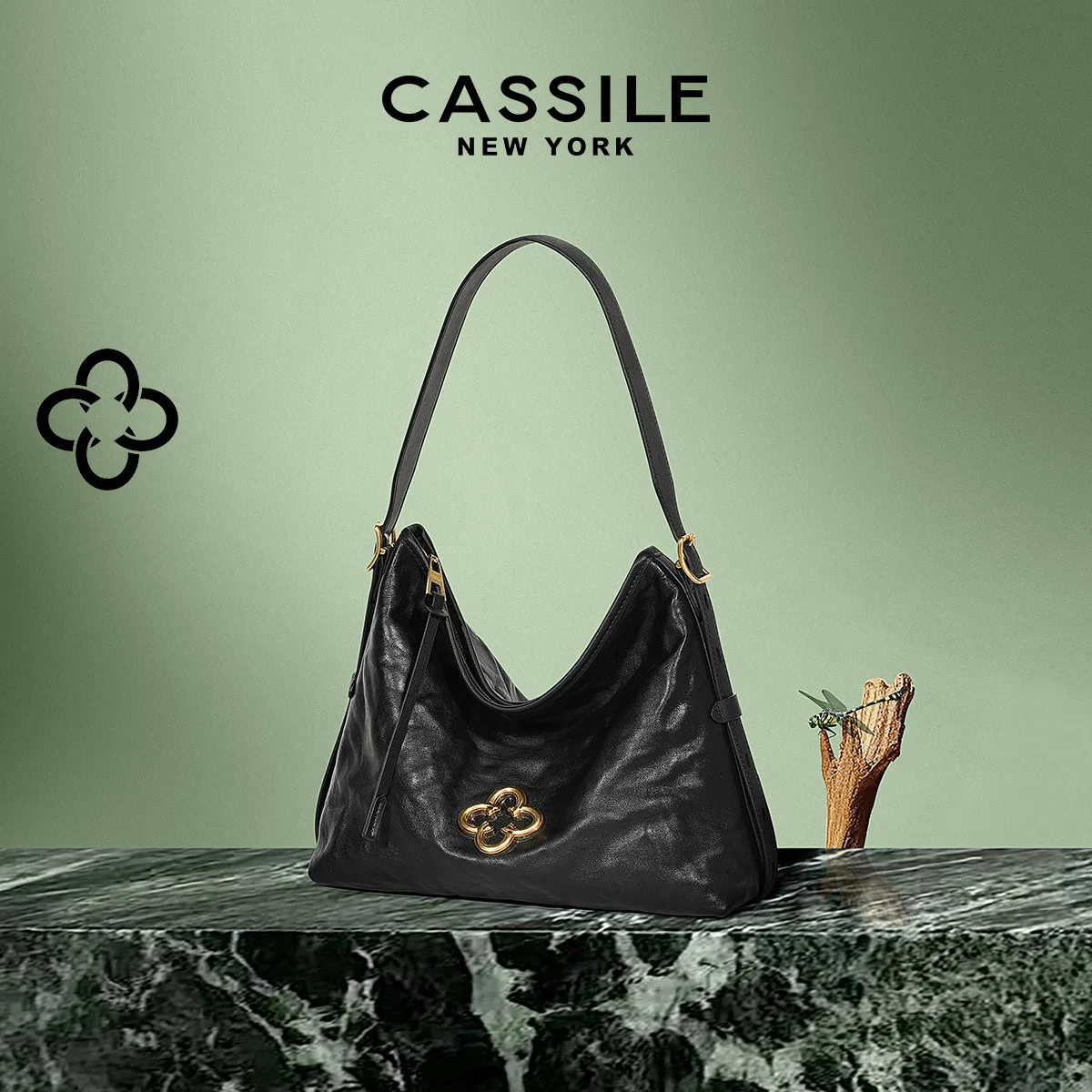 

Cassile hobo underarm bag, high-end wrinkled vegetable-tanned cowhide single-shoulder tote bag, small size