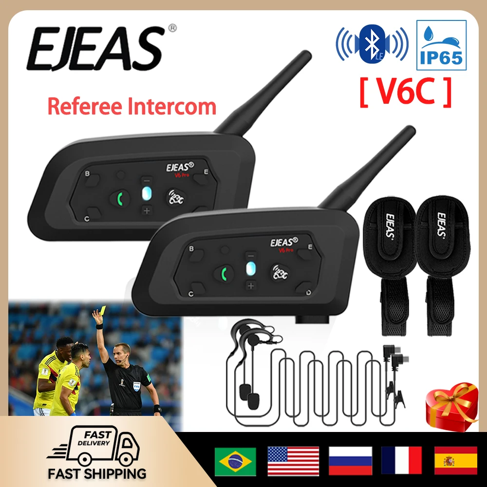 

EJEAS V6C PRO+ Гарнитура для внутренней связи для рефери, 2 пользователя, 800 м, разъем Type-C, Bluetooth-гарнитура для внутренней связи, наушники, полный дуплекс