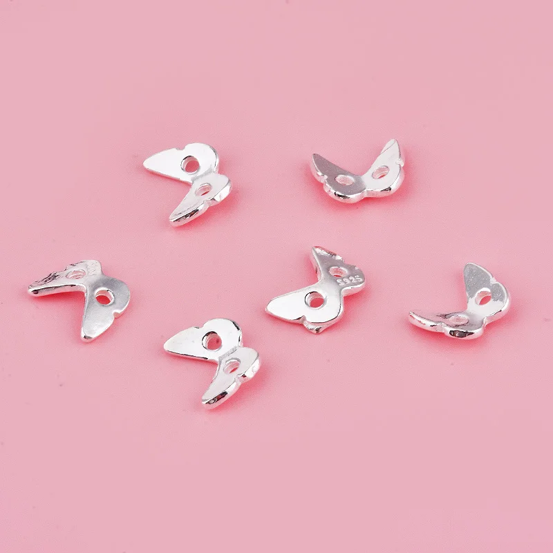 فراشة زر S925 فضة اللؤلؤ سوار كريستال فاصل ثقب مزدوج فاصل اليدوية DIY حبل النسيج التبعي #1