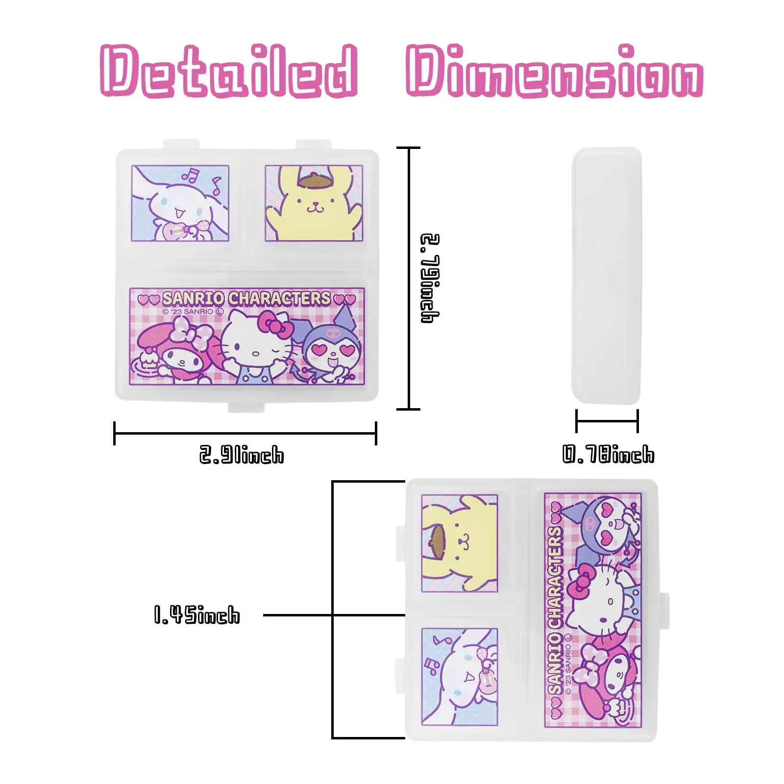 Sanrio Hello Kitty Cinnamoroll 6 Compartments Movable Baffle Pill Case Portable Storage Box Cute Small Medical Chest for Girl