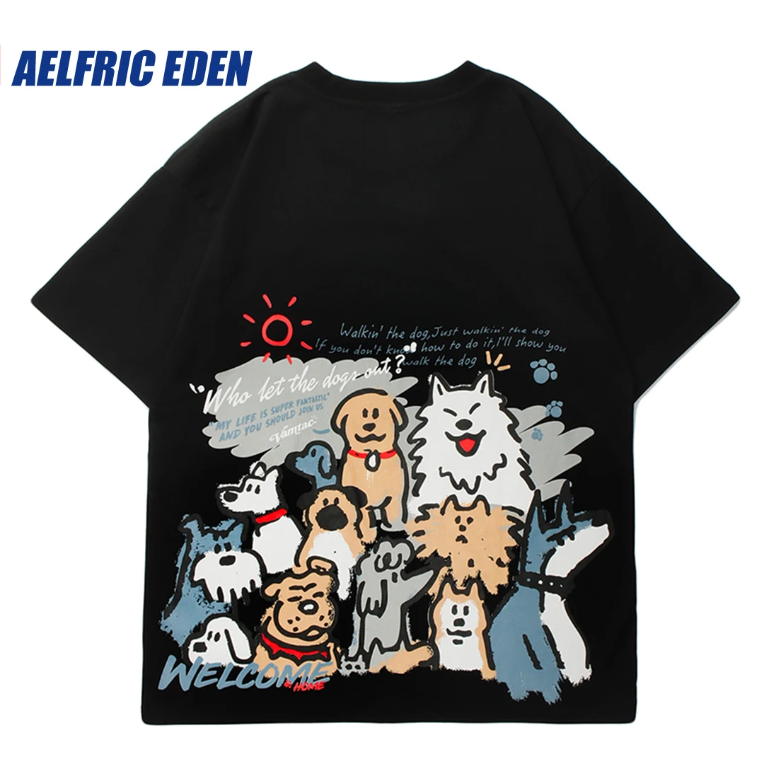 

Aelfric Eden Funny Cartoon Dogs Graphic Tee Men 2023 Y2K Harajuku Cotton Casual Cute T-Shirt Summer Short Sleeve Tops Tees