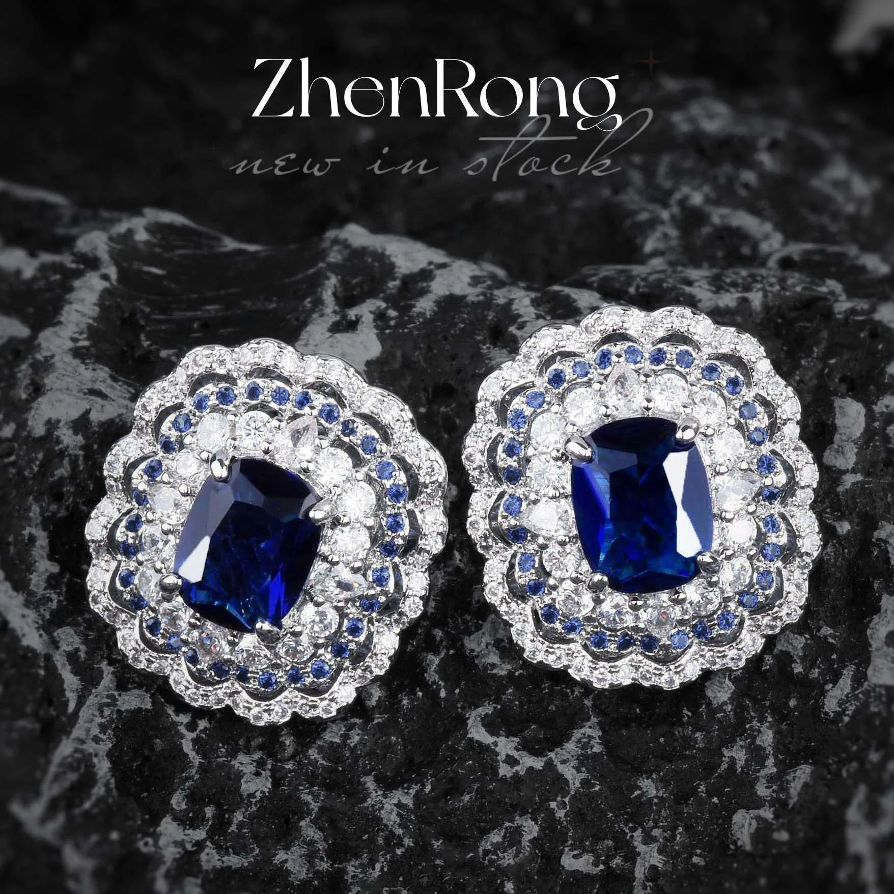 Foydjew Luxury Designer Jewelry Simulation Royal Sapphire Bride Wedding Jewelry Sets Pendant Necklaces Stud Earrings Rings