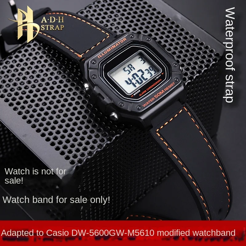 Correa de silicona para reloj Casio, correa de silicona elevada modificada para reloj Casio DW-5600, GW-M5610, AE-1200, AQ-S810, 16, 18mm, resistente al agua