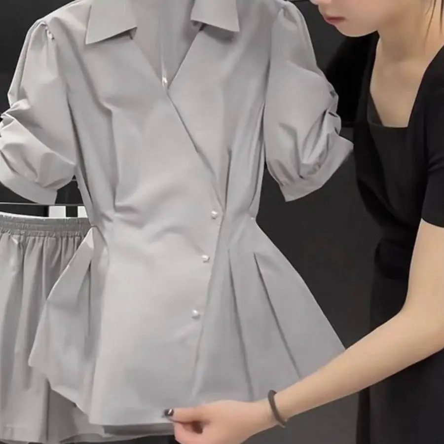 

Женская модная летняя блузка с коротким рукавом и эффектом похудения, уникальный трендовый топ с завышенной талией для милых девушек