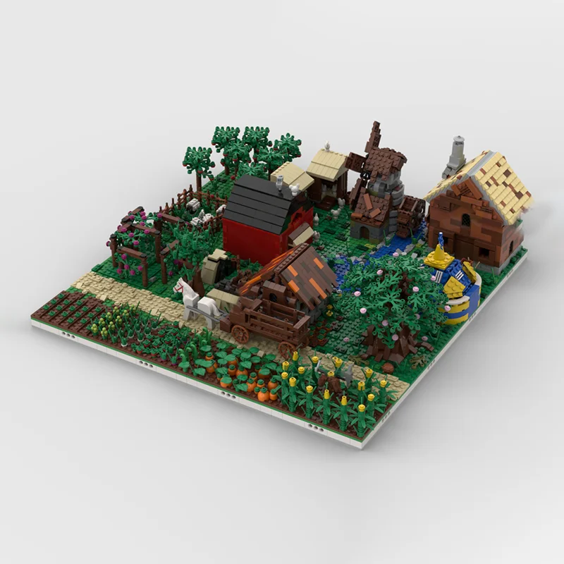مدينة شارع عرض نموذج Moc قوالب بناء وحدات قرية المزرعة نموذج التكنولوجيا كتل عيد الميلاد لتقوم بها بنفسك لعبة هدايا البناء