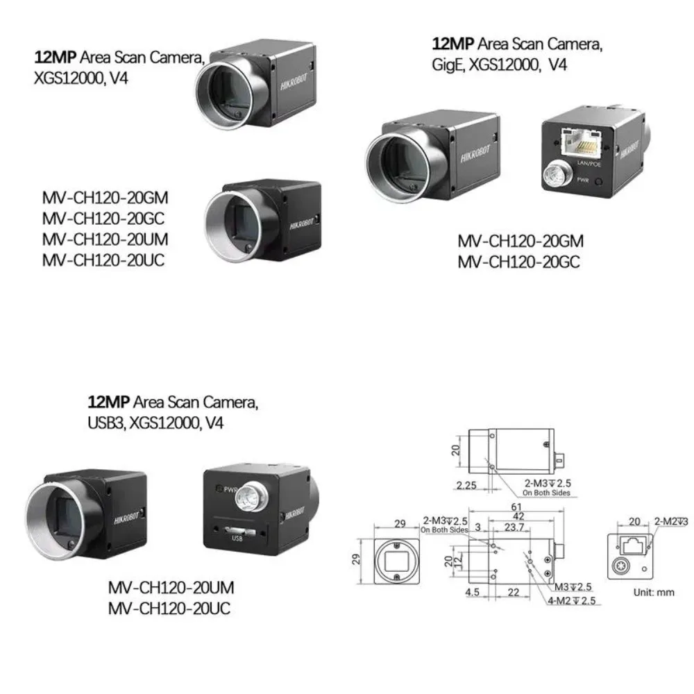 MV-CH120-20GM，MV-CH120-20GC,MV-CH120-20UM,MV-CH120-20UC,Industrial Camera