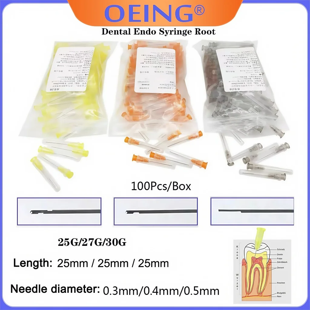 100Pcs Dental Endo Syringe 25G/27G/30GA 30G End-Closed Side Hole Endo Irrigation Needle Tip Dental material