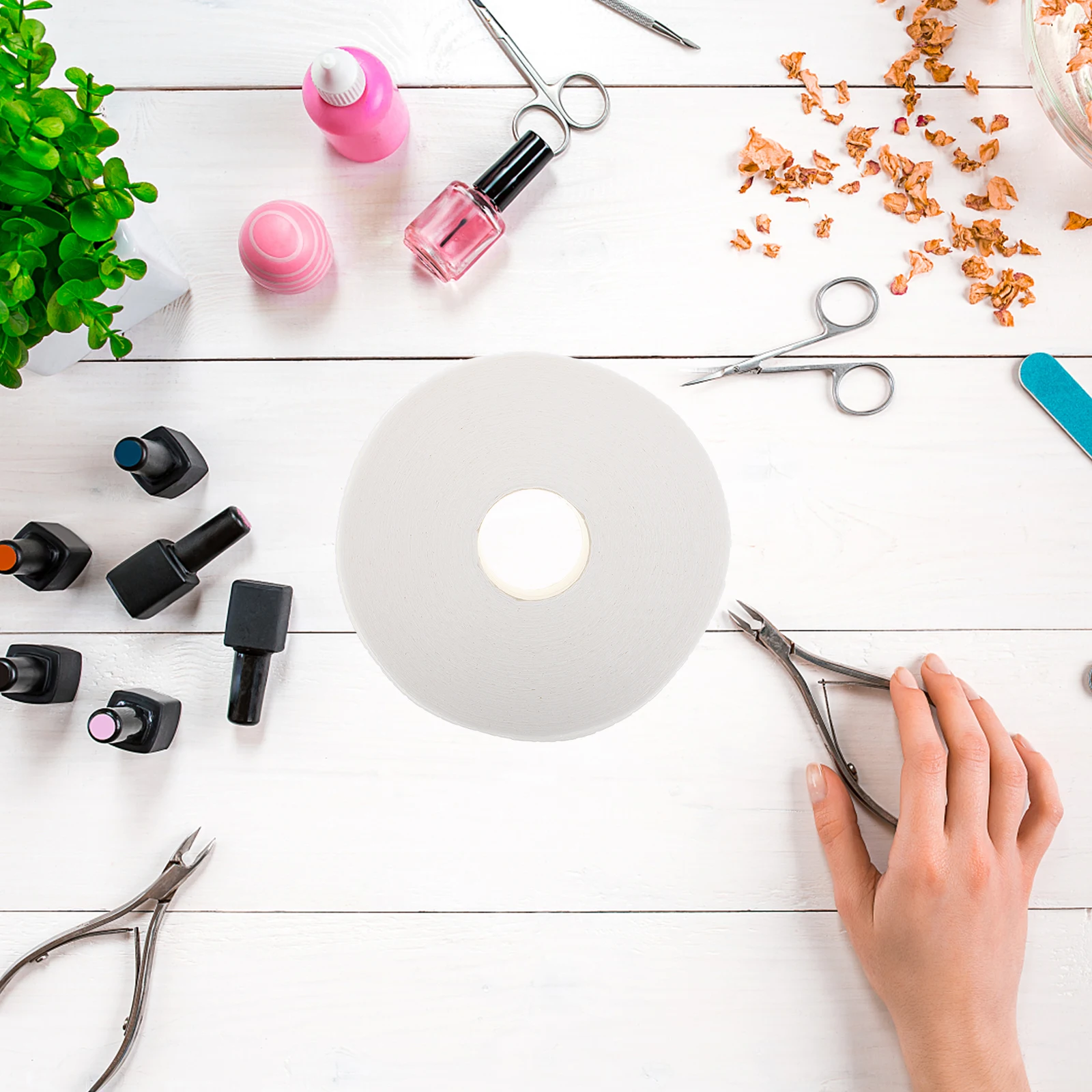 1 롤 코튼 패드 부드러운 보풀이 없는 접이식 젤 네일 리무버 물티슈 매니큐어 청소용 휴대용 내구성 있는 코튼 네일 폴리쉬