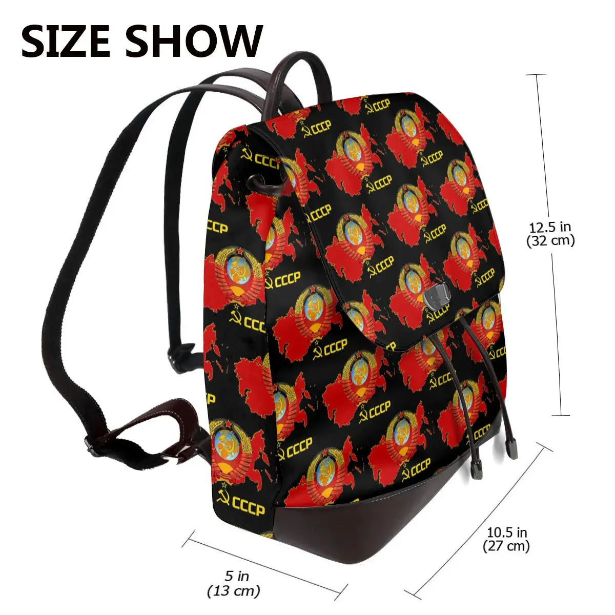 USSR Hammer And Sickle CCCP Russian Soviet Flag Bookbag School Student Bags Hiking Travel Daypack for Women Derma Backpack
