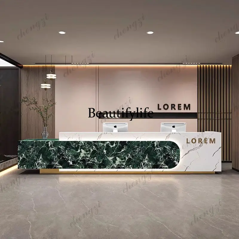 Design Curved Reception Desks Commericial Service Counter Elegant Reception Desks Welcome Front Desk Scrivania Office Furniture