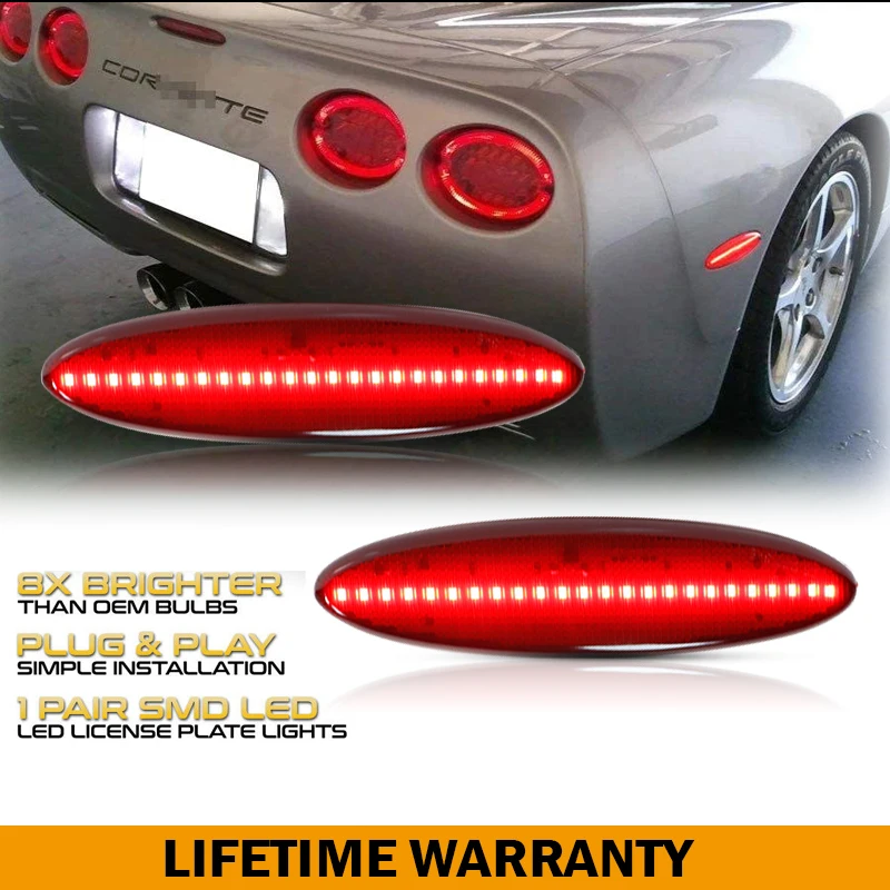 2 Buah Lampu Penanda Sisi LED Lampu Sepatbor Belakang Lampu Sinyal Merah untuk Chevrolet Corvette C5 1997-2004 Coupe Z06 Convertible 12V