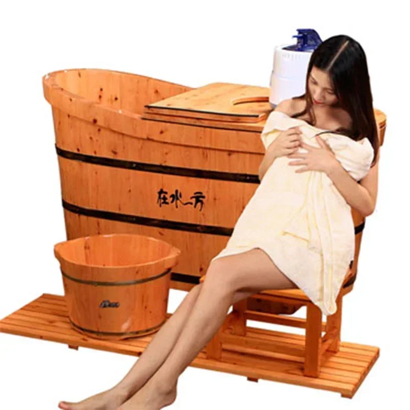 

Bubble Wooden Bathtub Simple Medicated Headrest Comfortable Bathtub Convenient Drainable Chuveiro Lorenzetti Furniture