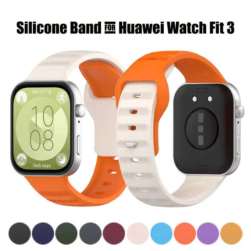 

Two Tone Silicone Band For Huawei Watch Fit 3 Strap Accessories wristband Metal buckle Correa Bracelet for Huawei watch FIT 3