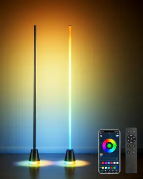 Smart RGB LED Corner Floor Lamp, App & Remote Control, Music Sync, 16M Colors for Living Room