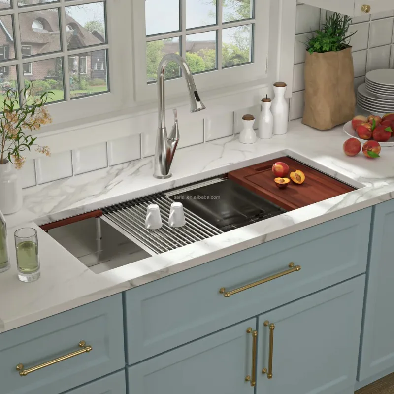 

45 INCH Rectangular 304 Single Bowl Undermount Stainless Steel Handmade Large Workstation Kitchen Sink