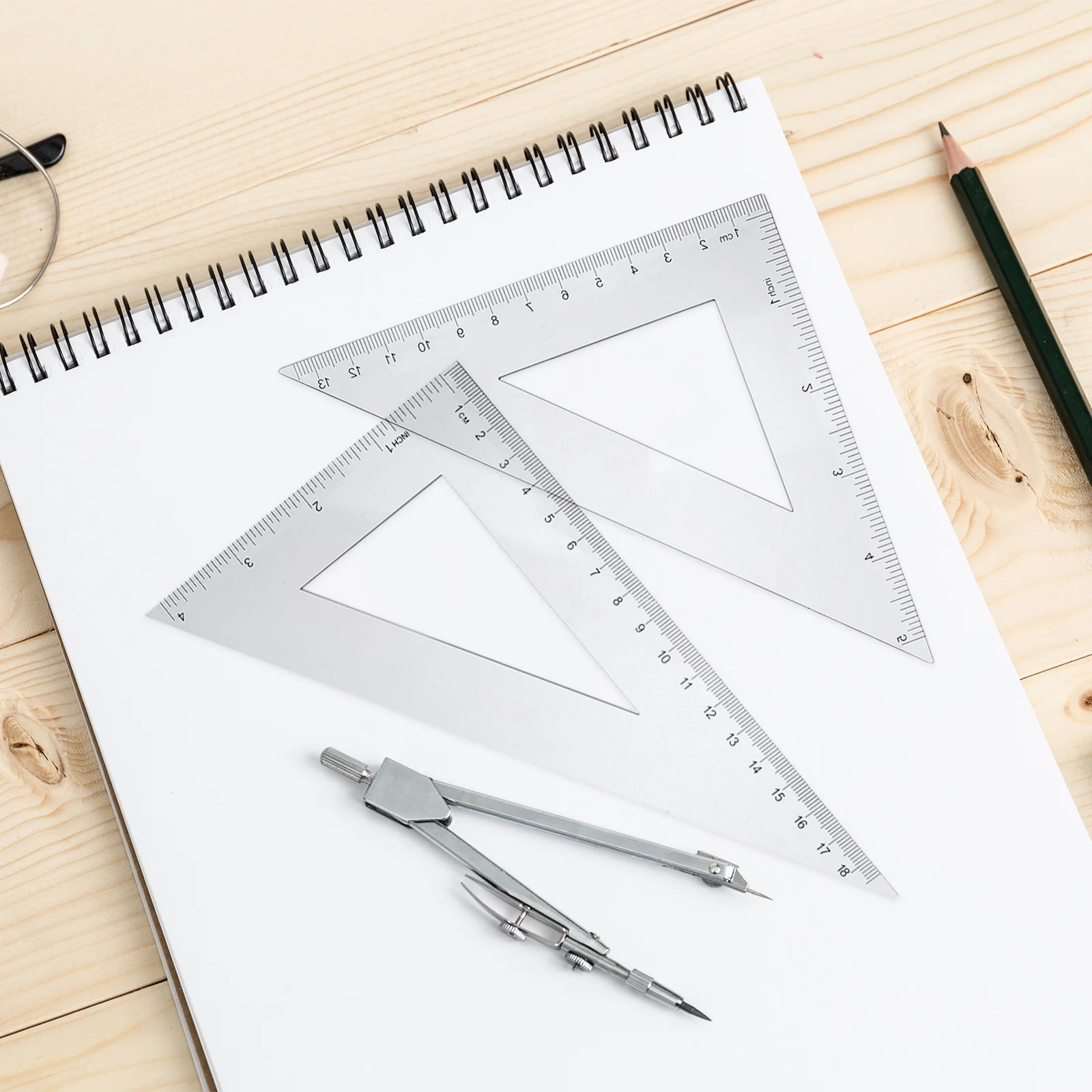 2 مجموعات الهندسة حاكم مجموعة المهنية الرسم المنقلة مثلث حاكم طالب صياغة أداة قياس العرض المعمارية