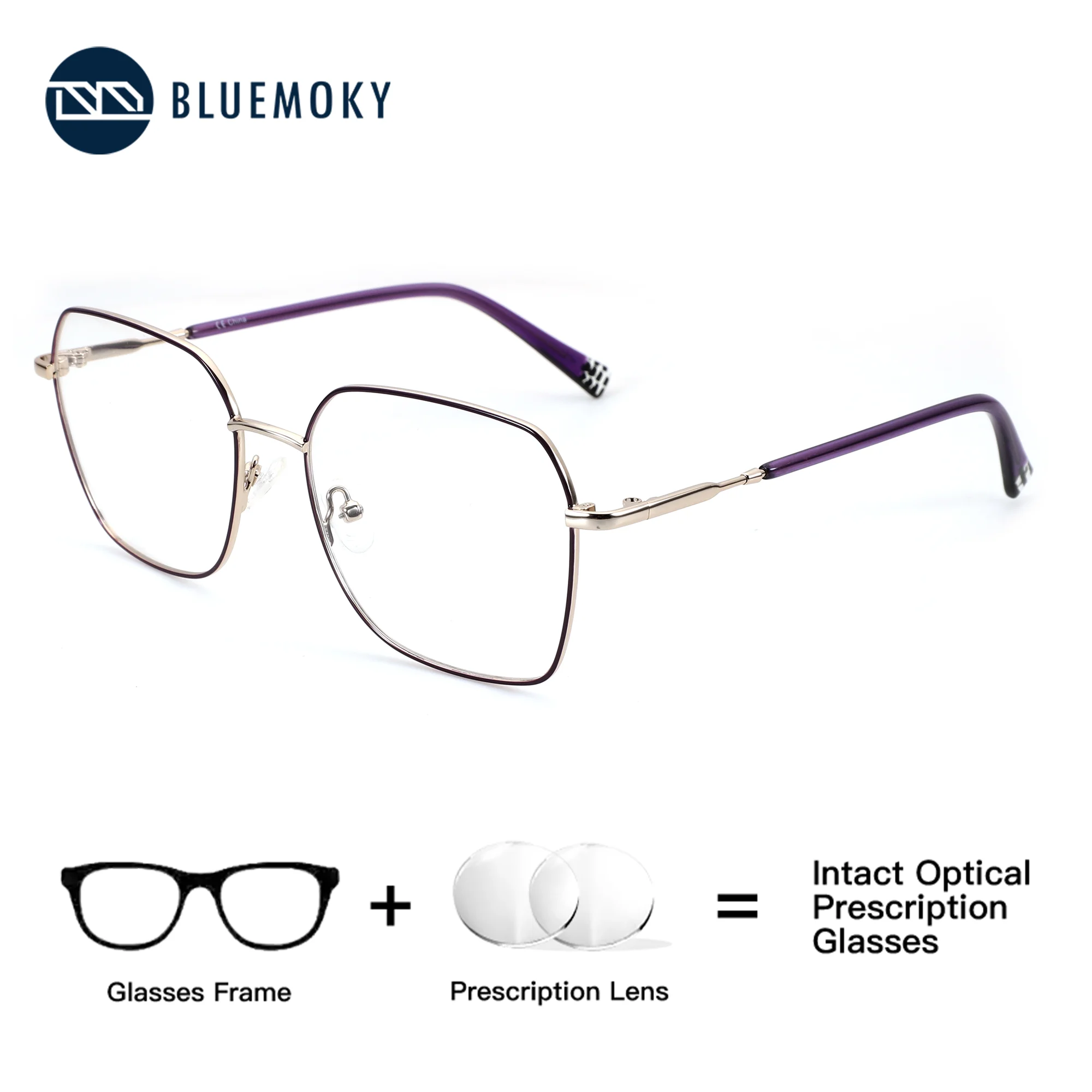 

BLUEMOKY Presenting Polygon Shaped Mental Prescription Glasses Specifically For Women Featuring Photochromic Blue Light Blocking