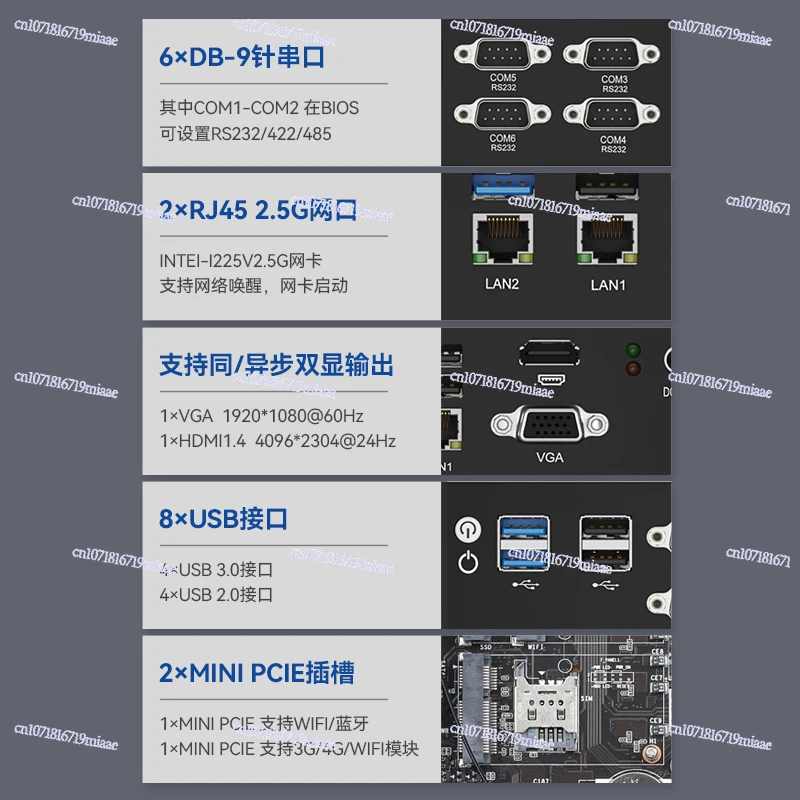 Quad-core Industrial Control Host I7-1195G7 Dual Network Six Serial Port Industrial Control Fanless Microcomputer