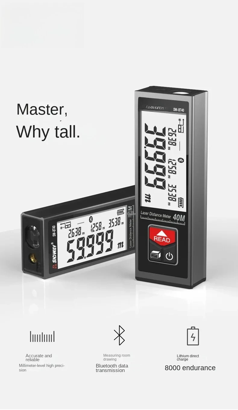 

SW-B60 Mini rangefinder Bluetooth high-precision electronic ruler small infrared measuring instrument measuring roo