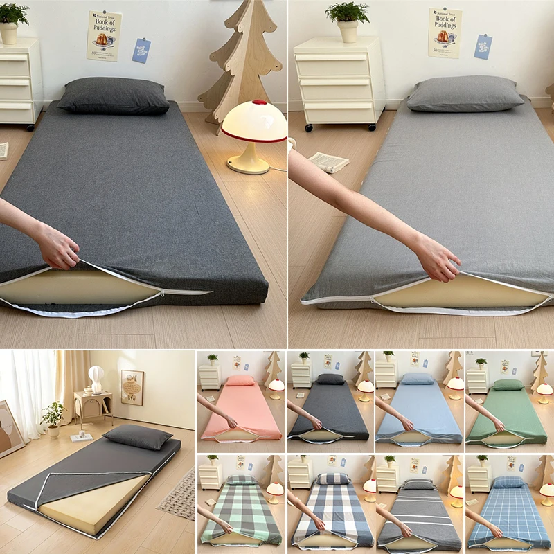 360° Full Coverage Mattress Cover 90/120/150/180cm Pure Cotton Protector with Zipper Closure Detachable Bed Mattress Topper Case
