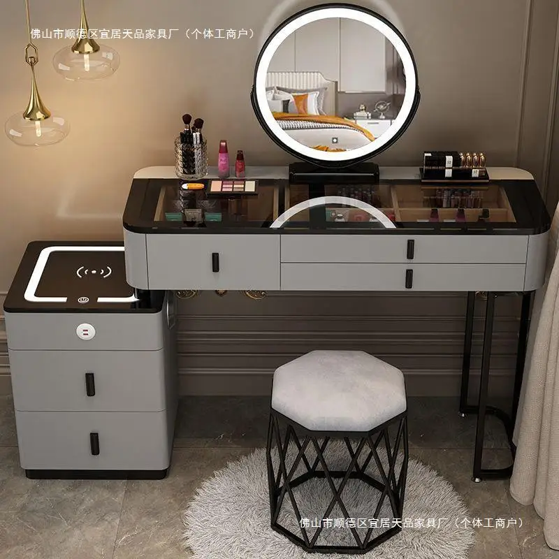 

Solid wood cosmetic table dresser light luxury multi-functional bedroom smart Nordic wireless charging cosmetic table modern sim