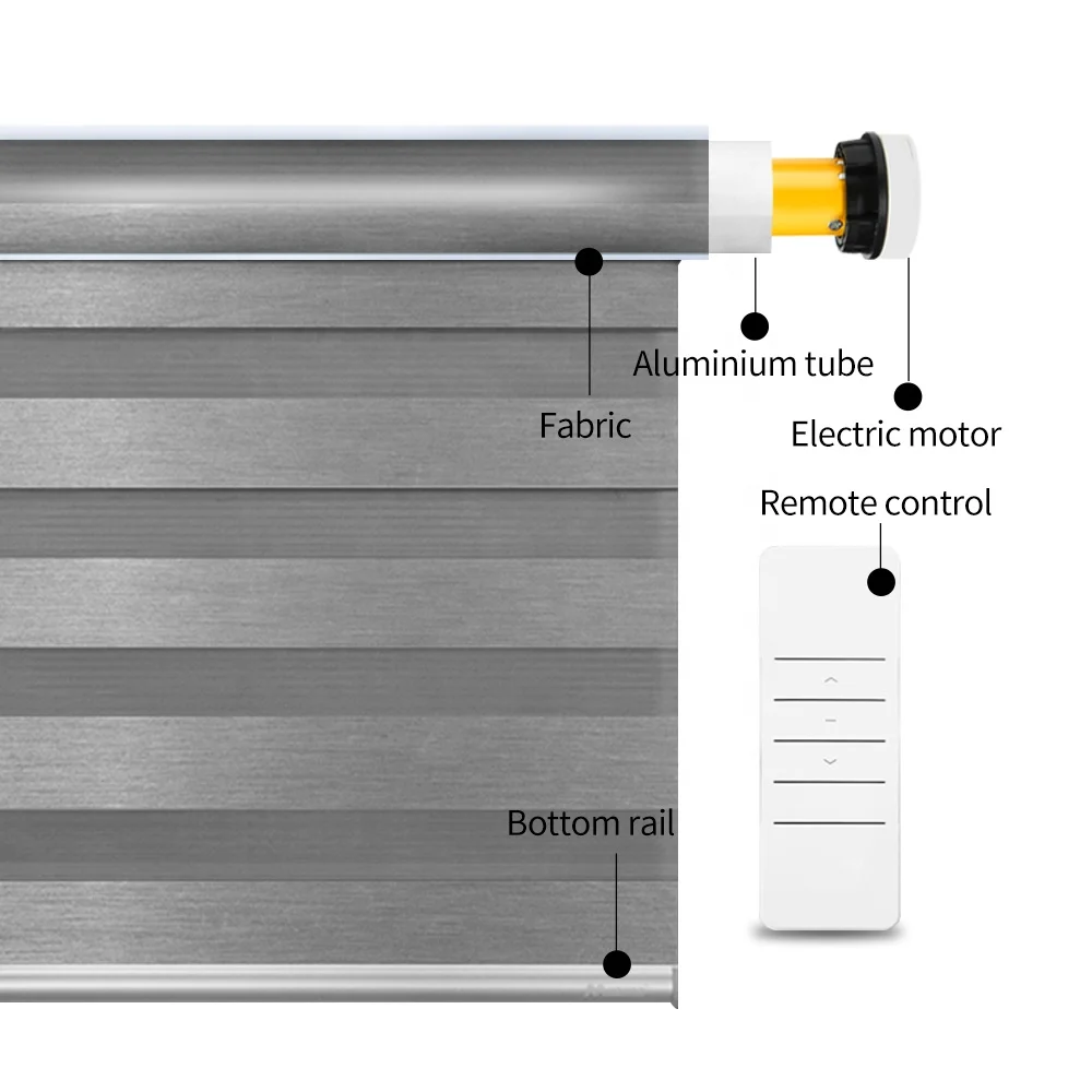 Smart Motorised Double Roller Smart Zebra Battery Motor Blinds Google Solar Automate For Windows Electric Shades Blinds