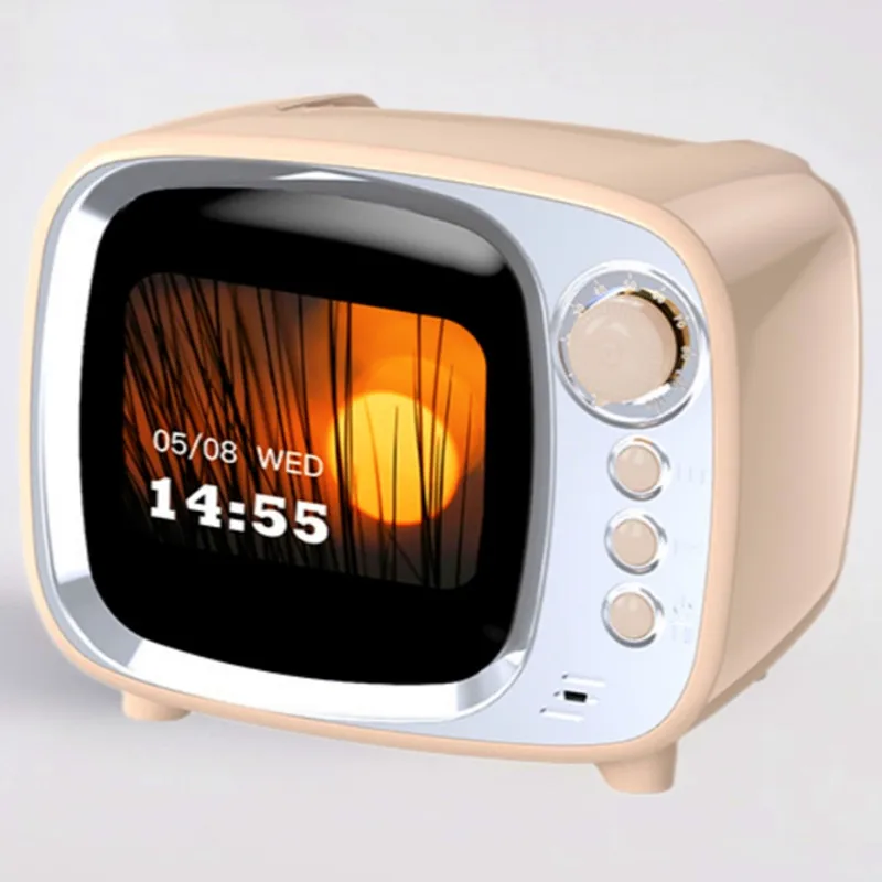 Retro Smart Bluetooth Speaker JY81-Pro Desktop Weather Display Multi-functional Alarm Clock Lyrics Display White Noise Voiceboxs