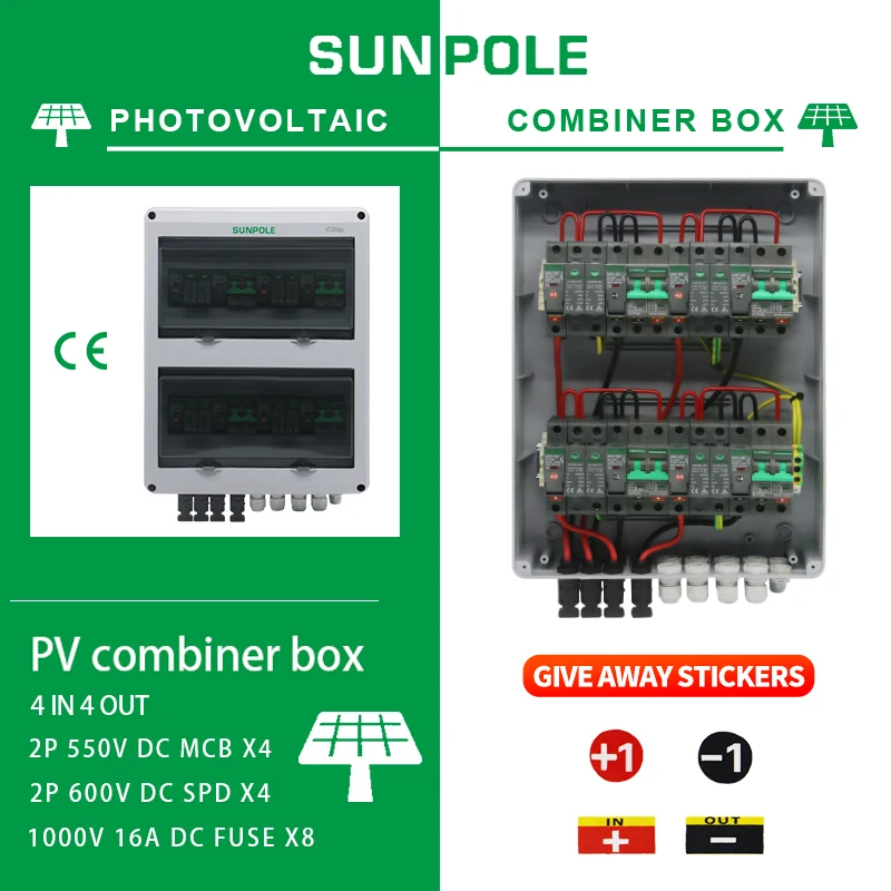 Solar Fotovoltaica pv Combiner Box Fusível de Proteção contra Raios Mcb Spd Impermeável Ip65 Entrada Saída dc 550v Atacado
