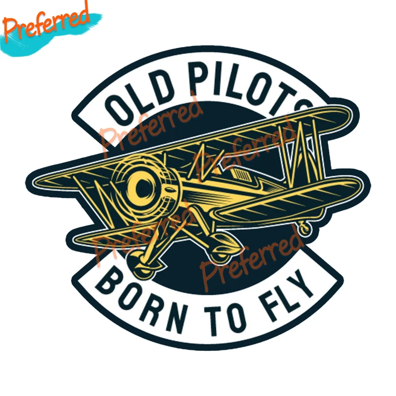 OLD PILOTS BORN TO FLY Vintage Aircraft Decal Motocross Racing Laptop Helmet Trunk Wall Vinyl Car Sticker Die Cutting