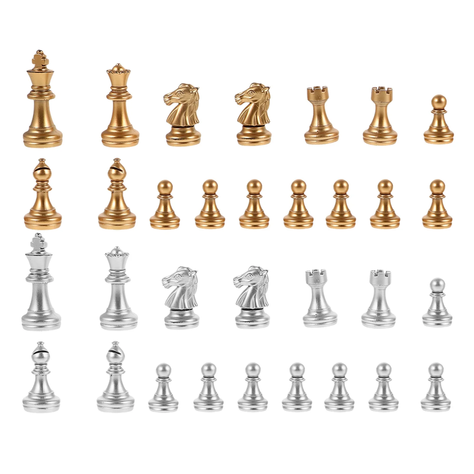 

1Set Gold Plated Plastic Chess Pieces Replacement Set for Board Game International Chess Fun Party Decor Kids Adult Strategy