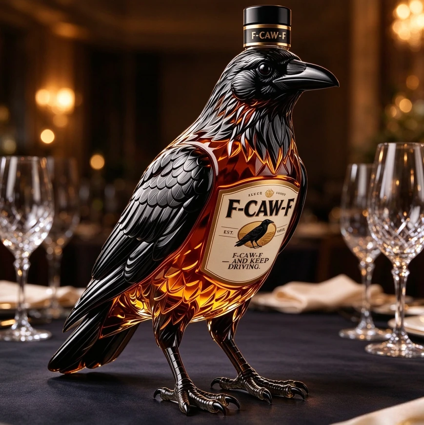 Clear Hand Blown Crow Figurine Glass Bottle Empty Spirits Decanter Creative Home Bar Display Ornament Holiday Gift For Men
