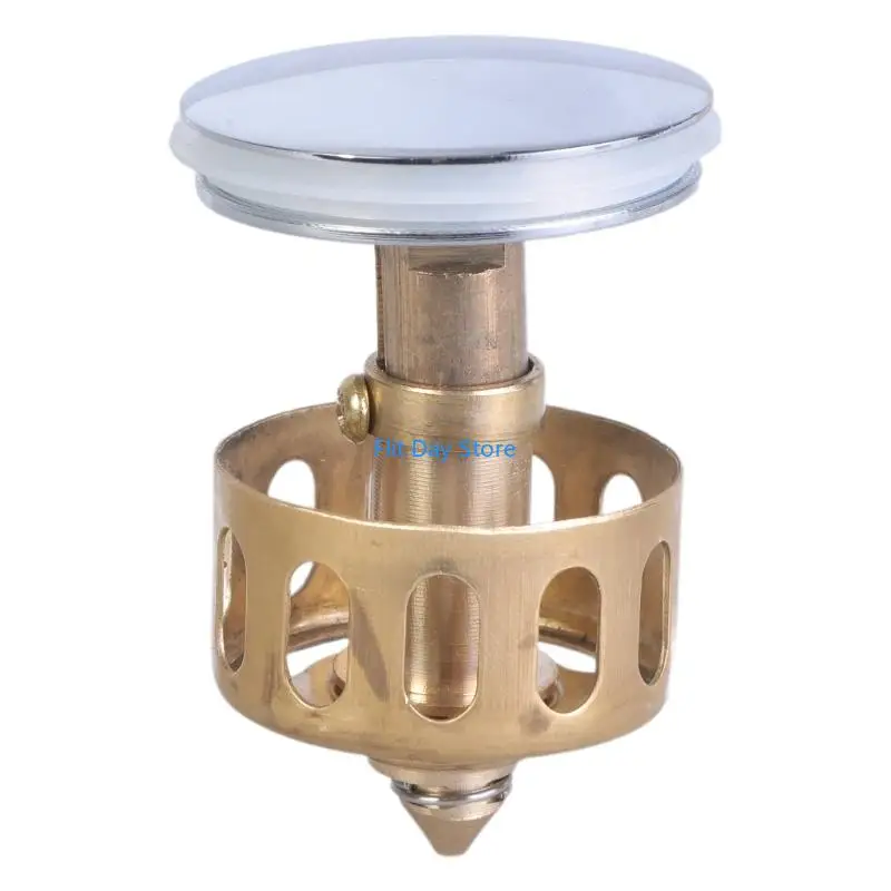 F92C Copper Drain Plug Kitchen Sink Drain Strainer Stoppers Bounce Cores Strainer Basket Filter Push-type Sink Stoppers