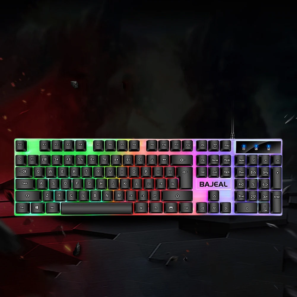 

Gaming Keyboard 98 Keys Mechanical Keyboard 1.5m Cable Wired USB Keyboard Seven Color Lights for Computer Laptop for PC Gamer