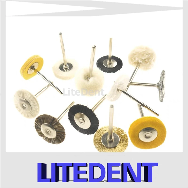 40Pcs Dental Polishing Brush Wheel Dental Laboratory Lab Materials Grey/White Goat Hair Rotary Tools Low Speed HP Shank Buff