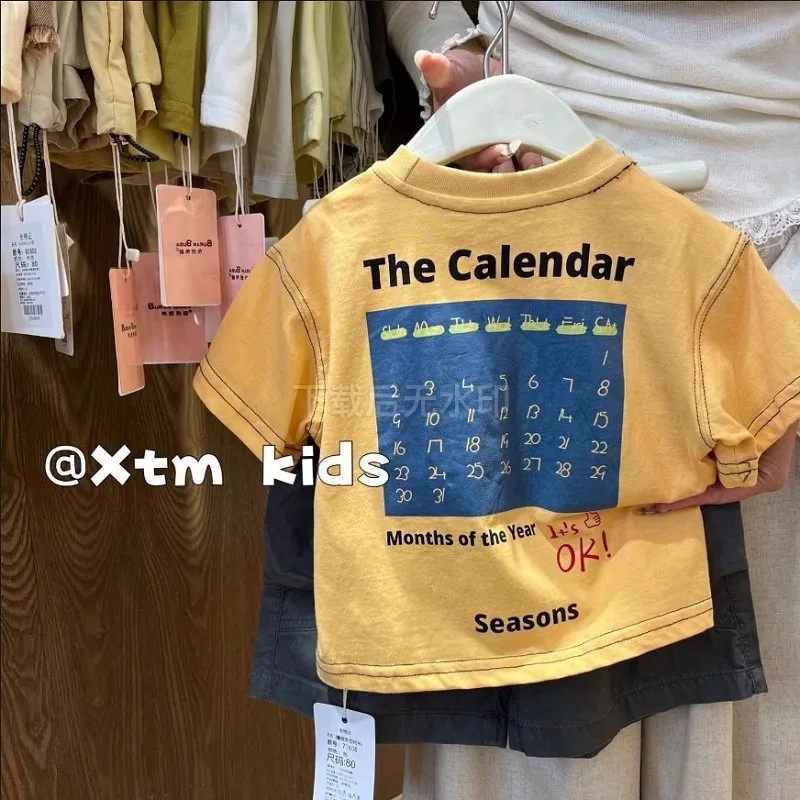 1-8 Jahre Kinder Kurzarm-T-Shirt mit Glockenärmeln, Sommer-Oberteil für Jungen mit Buchstabendruck, Baby-Mädchen Cartoon-T-Shirt, Kleinkind-Oberteil – Detail 4