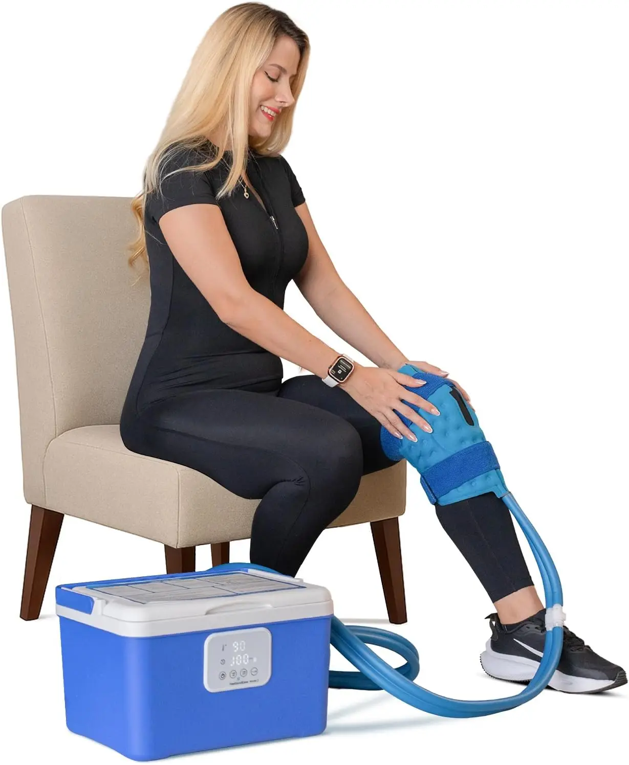 

Ice Therapy Machine for Knee Pain Relief After Surgery, Quiet Operation with Adjustable Timing & 4 Flow Speeds