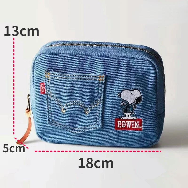 스누피 데님 보관 가방 휴대용 지갑 키 카드 쥬얼리 동전 여행 메이크업 주최자 패션 남성 여성 애니메이션 지퍼 클러치 백