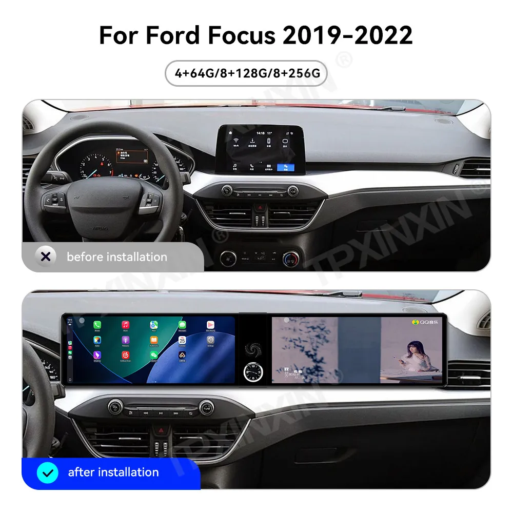 Qualcomm 8 core Dual-screen Android For Ford Focus 2019~2022 Car Radio Multimedia GPS Navigation Video Stereo Receiver Head Unit