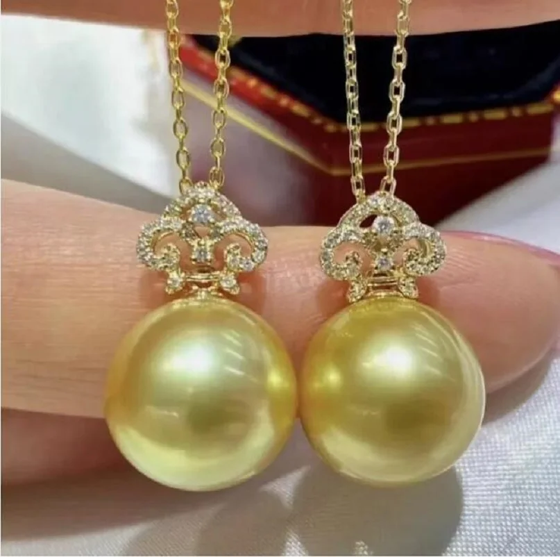 

Fashion Jewelry 10-11 mm AAA+Nanhai Gold Pearl Pendant Necklace 925 Silver