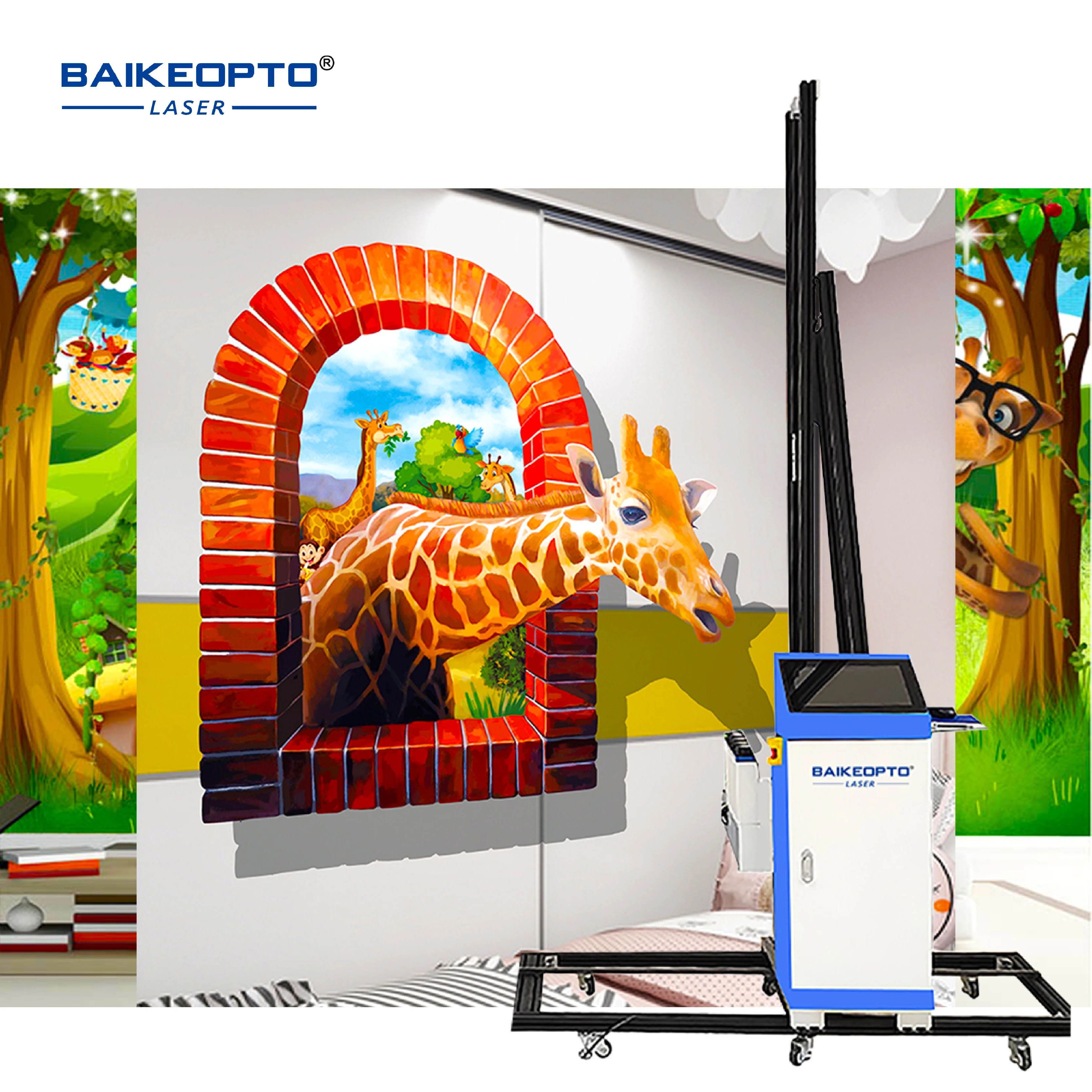 

Wall Inkjet Printer 3D 5D Printing Machine CMYK+W UV Ink Double Heads Vertical Wallpen Wall Printer