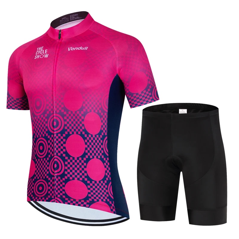 VENDULL Team Men Cycling Clothing Bicycle Jersey Set Female Ciclismo Cycle Casual Wear Road Bike Bib Short Pant Pad Ciclismo