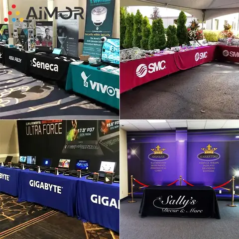AIMOR Tablecloth Conference Table Cover Advertising Hotel Wedding Event Cloth Tablecloth Custom LOGO Factory Custom Exhibition