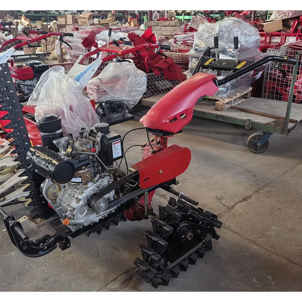 Farming equipment 173F/7HP motor Triangular Elevated Double Chain Track Power Tiller soil tractor cultivator machine