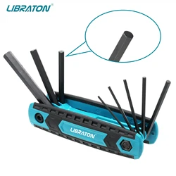 LIBRATON 8 in 1 Folding Allen Wrench Metric 1.5mm-8mm Hex Key Universal Allen Key Tool Bicycle Repair Hexagon Spanner Hand Tool